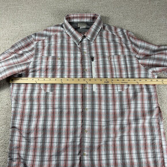 L.L. Bean Stiped Button Down Fisherman Shirt White Gray Red Men’s Size XL - Picture 5 of 7